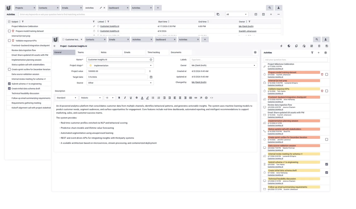 Project management in the all-in-one CRM