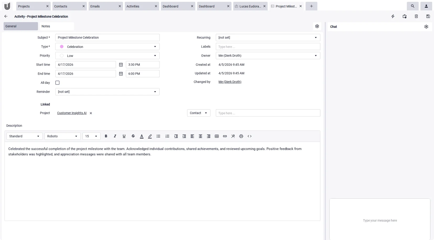 To-do editor in marketing agency software