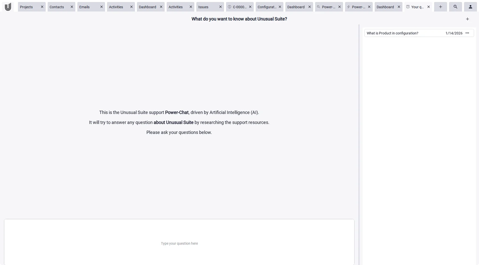Power Chat in Unusual Suite software for small businesses